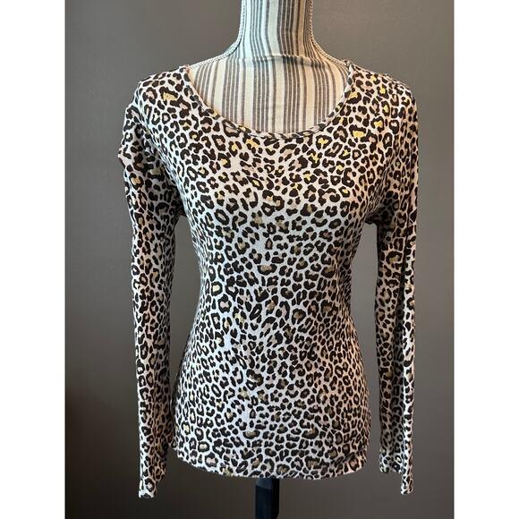 White Stag Tops - White Stag Leopard Print Long Sleeve Top Soft Cotton Blend Size Medium